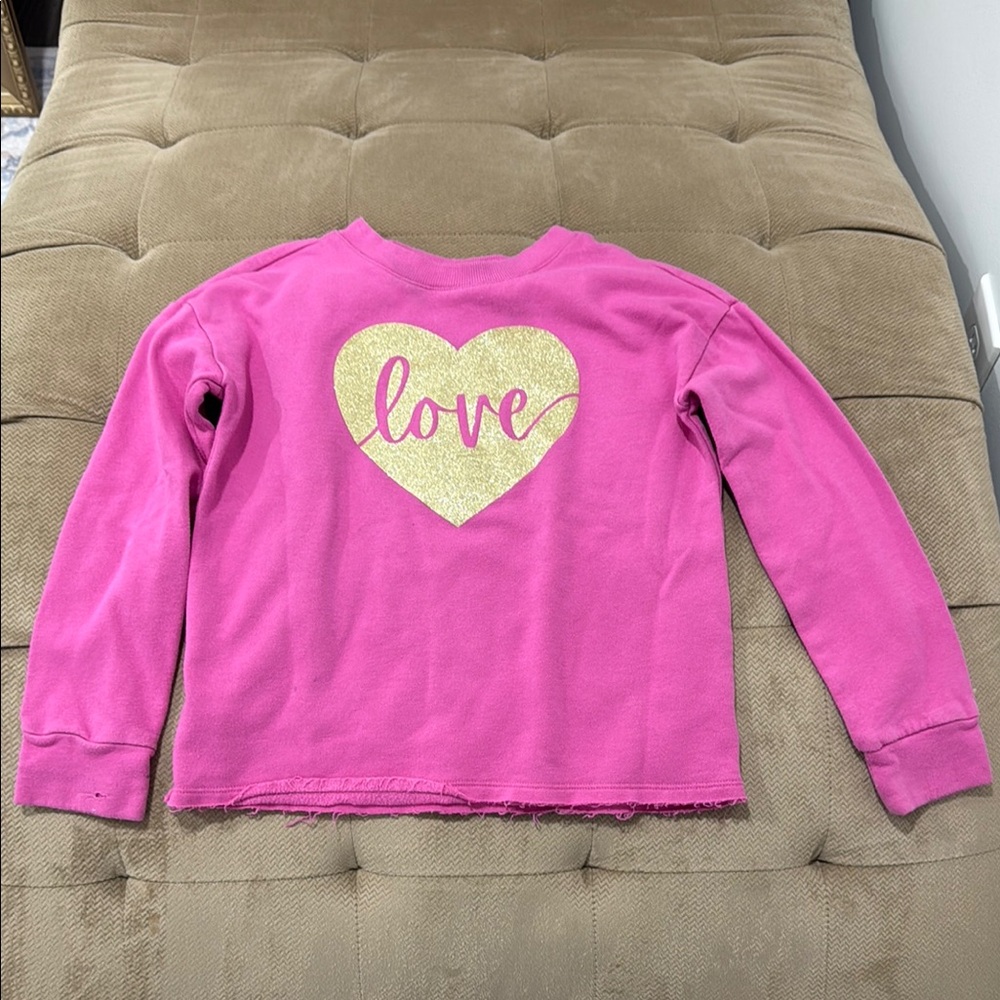 Pink Kids Shirt with Gold Heart Design